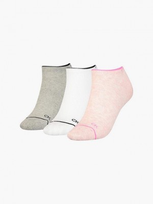Pink Calvin Klein 3 Pack Ankle Women Socks | EVRC-07253