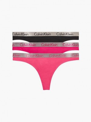 Pink Calvin Klein 3 Pack - Radiant Cotton Women Thong | NAZL-86043