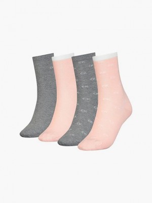 Pink Calvin Klein 4 Pack Crew Gift Set Women Socks | RWQZ-16947