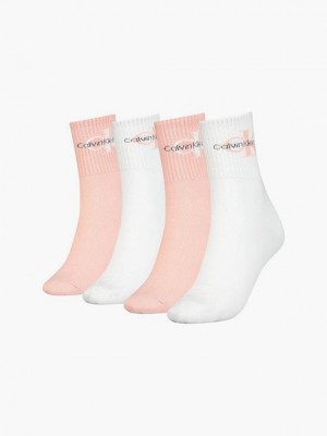 Pink Calvin Klein 4 Pack Crew Gift Set Women Socks | NUJQ-10896