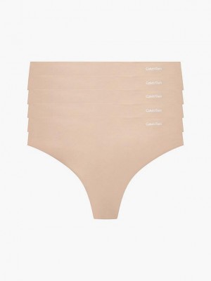 Pink Calvin Klein 5 Pack - Invisibles Women Thong | CETB-97418