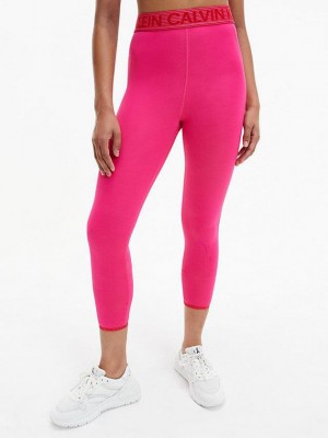 Pink Calvin Klein 7/8 Gym Women Leggings | WUTS-18652