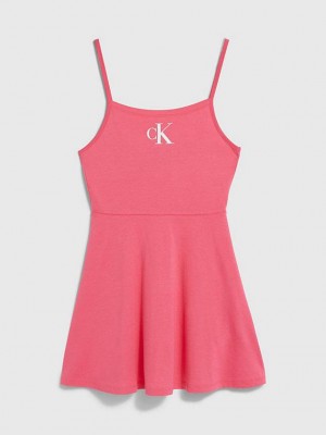 Pink Calvin Klein Beach - CK Monogram Girls's Dress | YCIM-19470