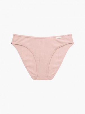 Pink Calvin Klein Bikini - Pure Ribbed Women Briefs | USKZ-74128