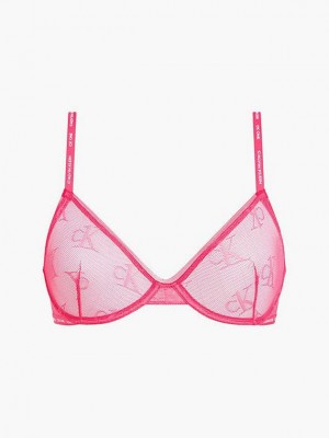 Pink Calvin Klein Demi Plunge - CK One Women Bra | MSZT-38970