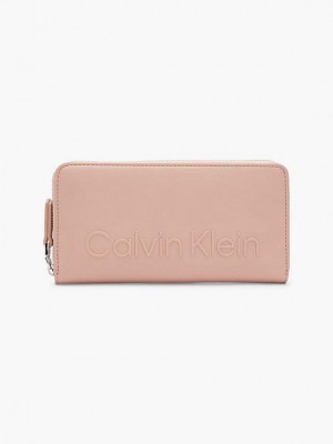 Pink Calvin Klein Large Recycled Zip Around Women Wallet | VMIO-56401
