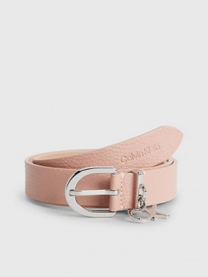 Pink Calvin Klein Leather Logo Women Belt | AOLC-82304