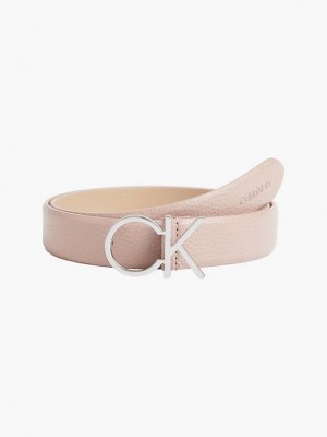 Pink Calvin Klein Leather Logo Women Belt | NOUP-05132