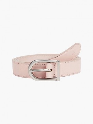 Pink Calvin Klein Leather Logo Women Belt | PIMK-50289