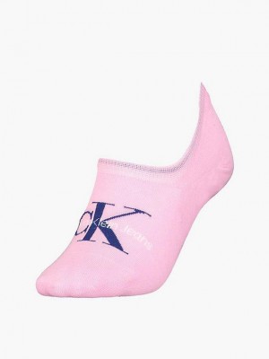 Pink Calvin Klein Logo Invisible Women Socks | HLYP-53942