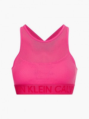 Pink Calvin Klein Medium Impact Sports Women Bra | SPVF-20483