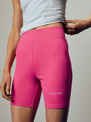 Pink Calvin Klein Milano Jersey Cycling - Pride Women Shorts | IKYF-84172