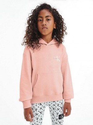 Pink Calvin Klein Organic Cotton Girls's Hoodie | KHBM-10435
