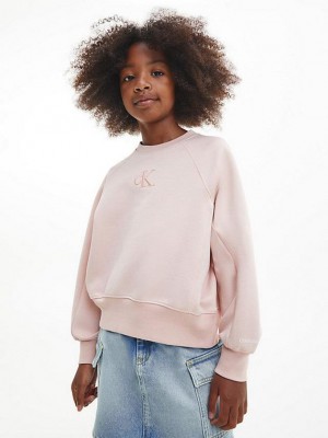 Pink Calvin Klein Organic Cotton Girls's Sweatshirt | LBTF-17069