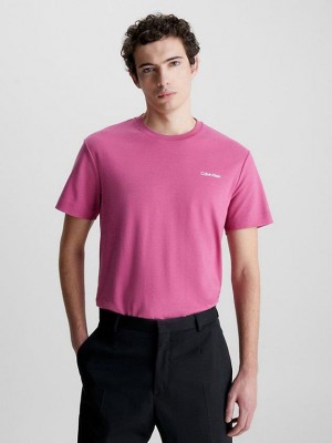 Pink Calvin Klein Organic Cotton Men T-Shirt | DZWH-54937