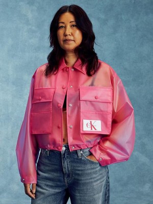 Pink Calvin Klein Oversized Transparent - Pride Women Jacket | VMHY-60785