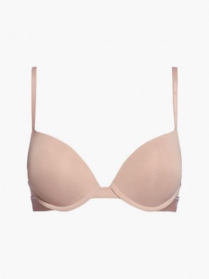 Pink Calvin Klein Plunge Push-Up - CK One Women Bra | VINR-15439