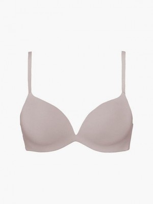 Pink Calvin Klein Plunge Push-Up - Calvin Klein Form Women Bra | WDHY-60593