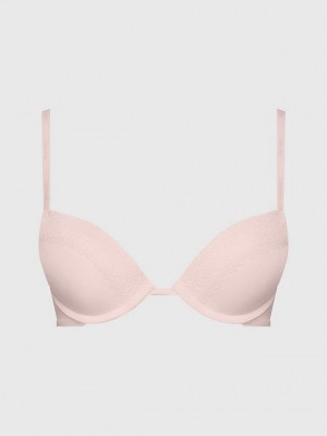 Pink Calvin Klein Plunge Push-Up - Flirty Women Bra | IGVF-13695