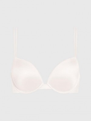 Pink Calvin Klein Plunge Push-Up - Liquid Touch Women Bra | QNLR-63487