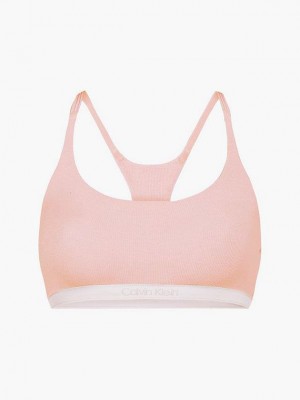 Pink Calvin Klein Pure Ribbed Women Bra | MVXS-04192