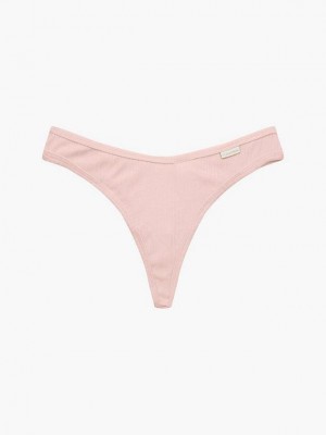 Pink Calvin Klein Pure Ribbed Women Thong | LITK-09473