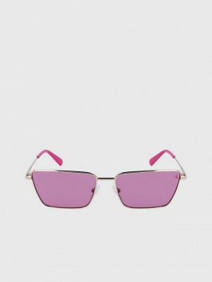Pink Calvin Klein Rectangle Men Sunglasses | AIKJ-49658