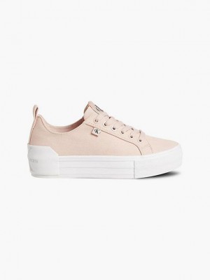 Pink Calvin Klein Recycled Canvas Platform Women Sneakers | EGHX-14297