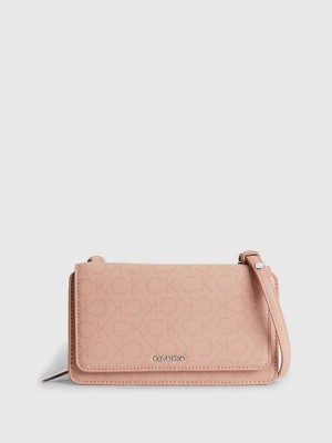 Pink Calvin Klein Recycled Phone Wallet Women Bags | KBVU-54796