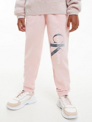 Pink Calvin Klein Recycled Polyester Logo Girls's Joggers | XZTE-73908