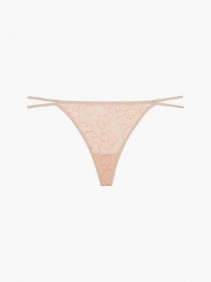 Pink Calvin Klein String - Sheer Marquisette Women Thong | KFGS-48690
