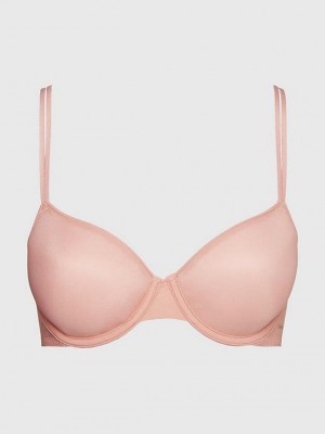 Pink Calvin Klein T-Shirt - Sheer Marquisette Women Bra | HTDO-16308