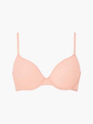 Pink Calvin Klein T-Shirt - Sheer Marquisette Women Bra | NKGY-91753