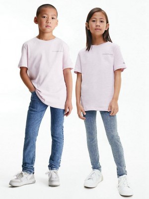 Pink Calvin Klein Unisex Organic Cotton Girls's T-Shirt | RAKT-18532