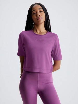 Purple Calvin Klein Gym Women T-Shirt | EYUM-62895