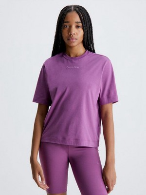 Purple Calvin Klein Gym Women T-Shirt | IPYA-90518
