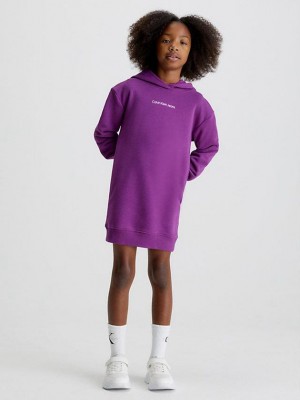 Purple Calvin Klein Hoodie Girls's Dress | YJGC-20791