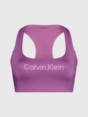 Purple Calvin Klein Medium Impact Sports Women Bra | CBFT-43752