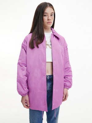 Purple Calvin Klein Oversized Padded Coach Women Jacket | PEVO-24795