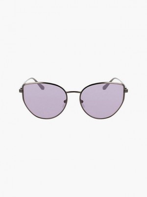 Purple Calvin Klein Rectangle Women Sunglasses | UIPM-42037