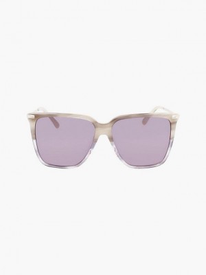 Purple Calvin Klein Rectangle Women Sunglasses | SCIX-49681