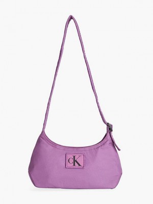 Purple Calvin Klein Recycled Nylon Shoulder Women Bags | CWNS-35124