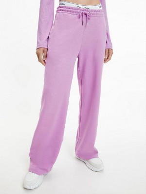 Purple Calvin Klein Relaxed Straight Women Joggers | ROSV-27830