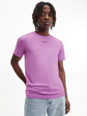 Purple Calvin Klein Slim Organic Cotton Men T-Shirt | TPXS-09478