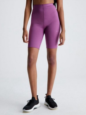 Purple Calvin Klein Tight Pocket Gym Women Shorts | CRQK-92654