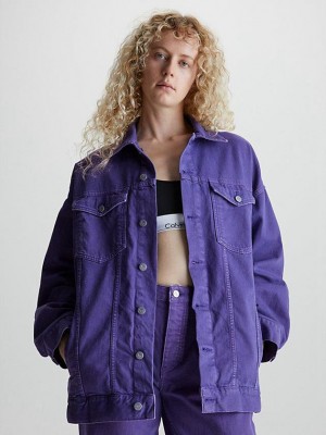 Purple Calvin Klein Unisex Oversized Denim Men Jacket | MPGJ-29815