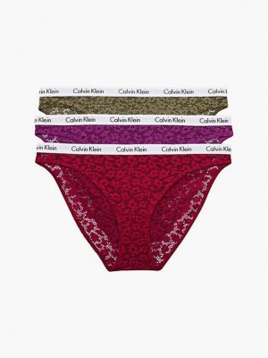 Red Calvin Klein 3 Pack Bikini - Carousel Women Briefs | MDCQ-87216