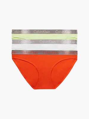 Red Calvin Klein 3 Pack Bikini - Radiant Cotton Women Briefs | JVKB-14780