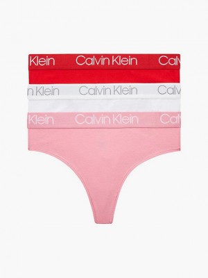 Red Calvin Klein 3 Pack High Waisted - Body Women Thong | INOP-24530