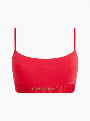 Red Calvin Klein Embossed Icon Women Bra | AGEP-41305